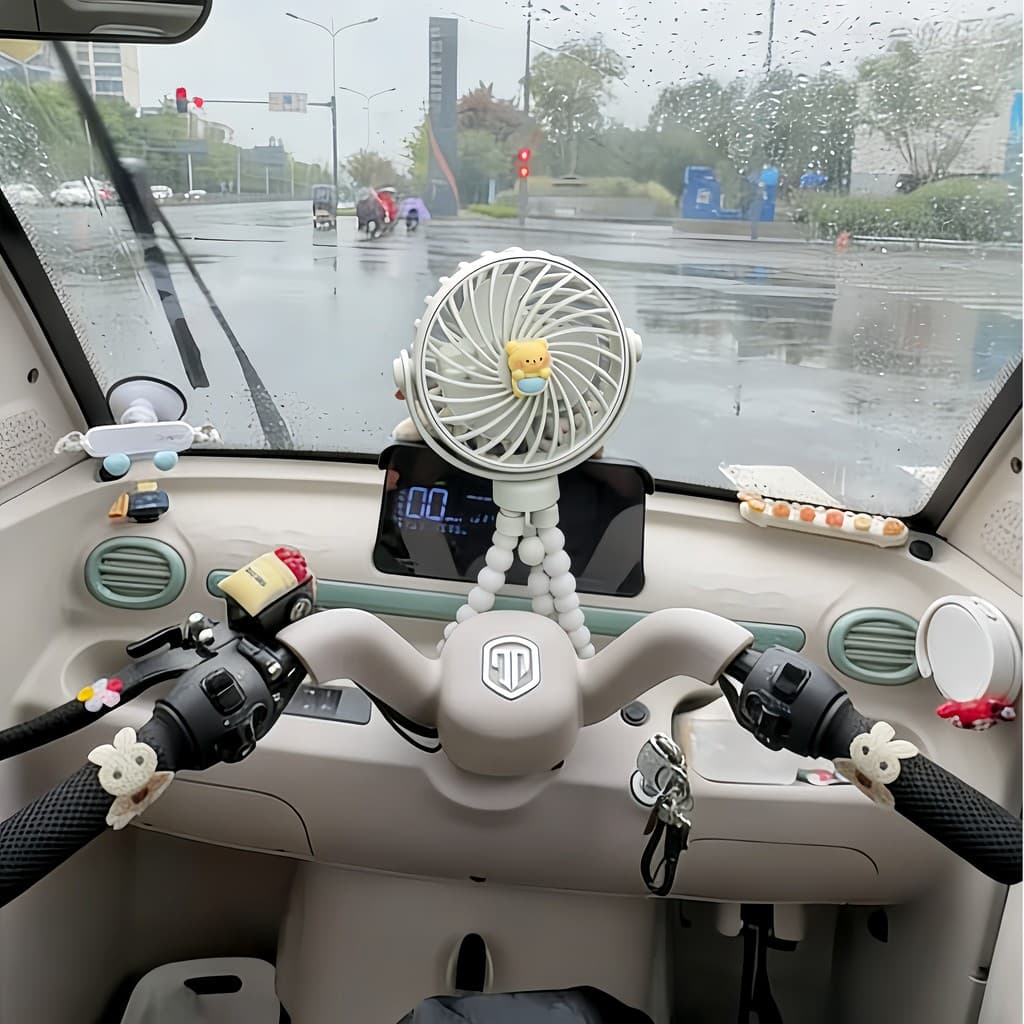 Ventilador triciclo veículo elétrico dedicado modelo de carregamento refrigeração polvo Mini bateria forte vida pendurad