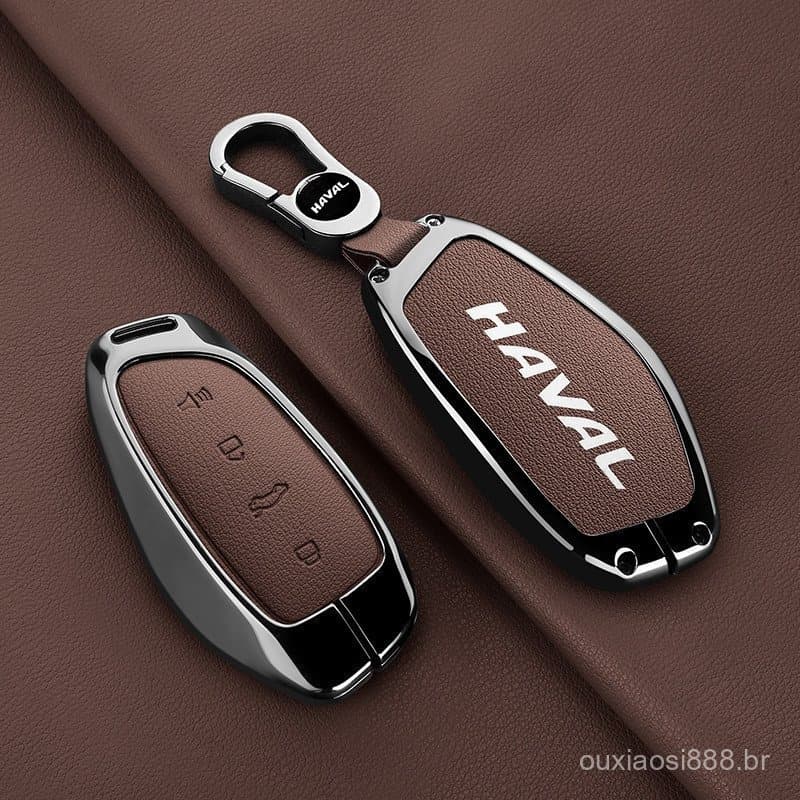 Capa para chave de carro em liga de zinco e couro, adequada para acessórios de carro Great Wall Haval H3 H5 H7 H9 H8 H2