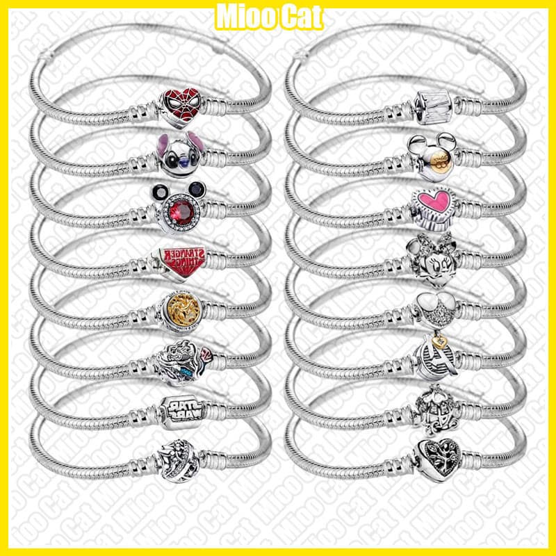 Pulseira DIY em formato de coração com máscara, banhada a prata S925 + bolsa de veludo W2IZ PIOQ