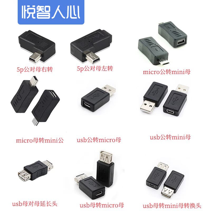 Yuezhirenxin MiniUSB Macho para Tipo T Fêmea Cabeça de Conversão de Navegação de Carro de 90 Graus para micro Android 5p