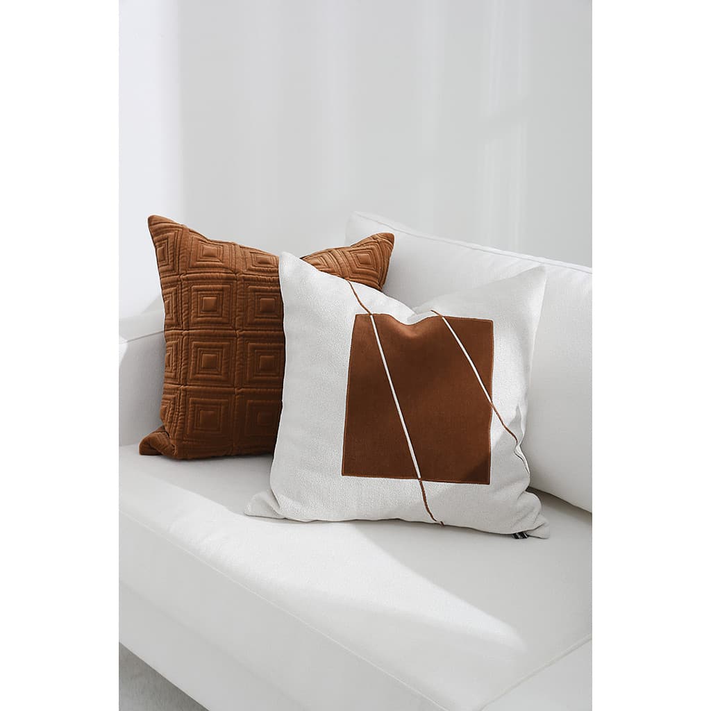 CS035 Nordic Modern Light Luxury Pillow Combinação Laranja Veludo Bordado Quadrado Travesseiro Modelo Quarto Sofá Almofa