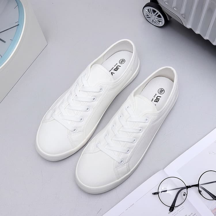 Tênis branco masculino baixo-topo casal sapatos brancos sapatos de lona feminino salto plano sapatos de estudante rendas
