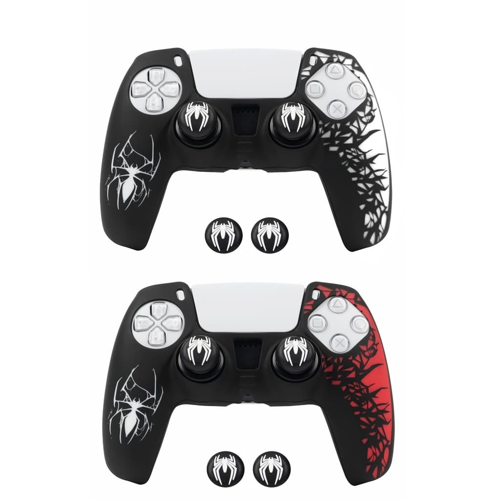 Capa Protetora Silicone Premium Spider Man Para Controle Ps5 + 2 Grip