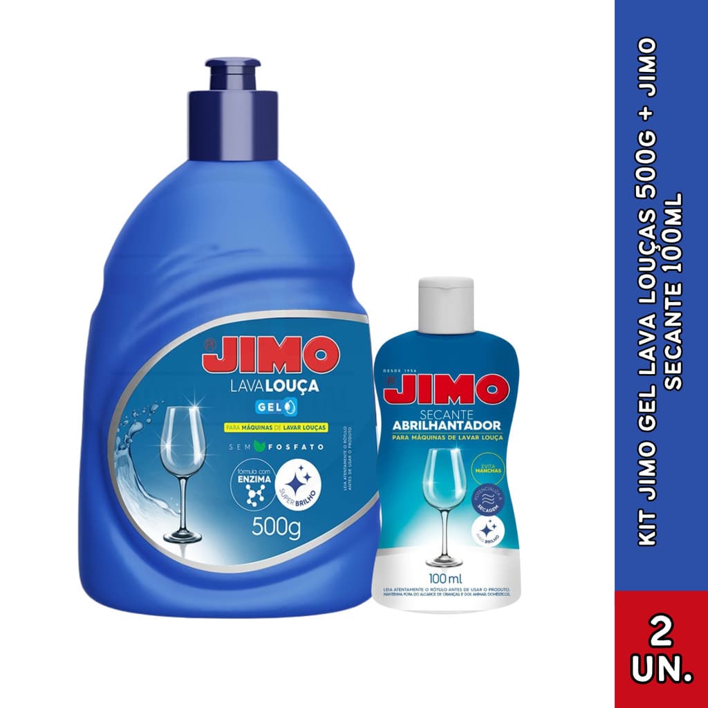 Kit 1 Jimo Gel Lava Louça 500 g + 1 Jimo Secante 100 ml