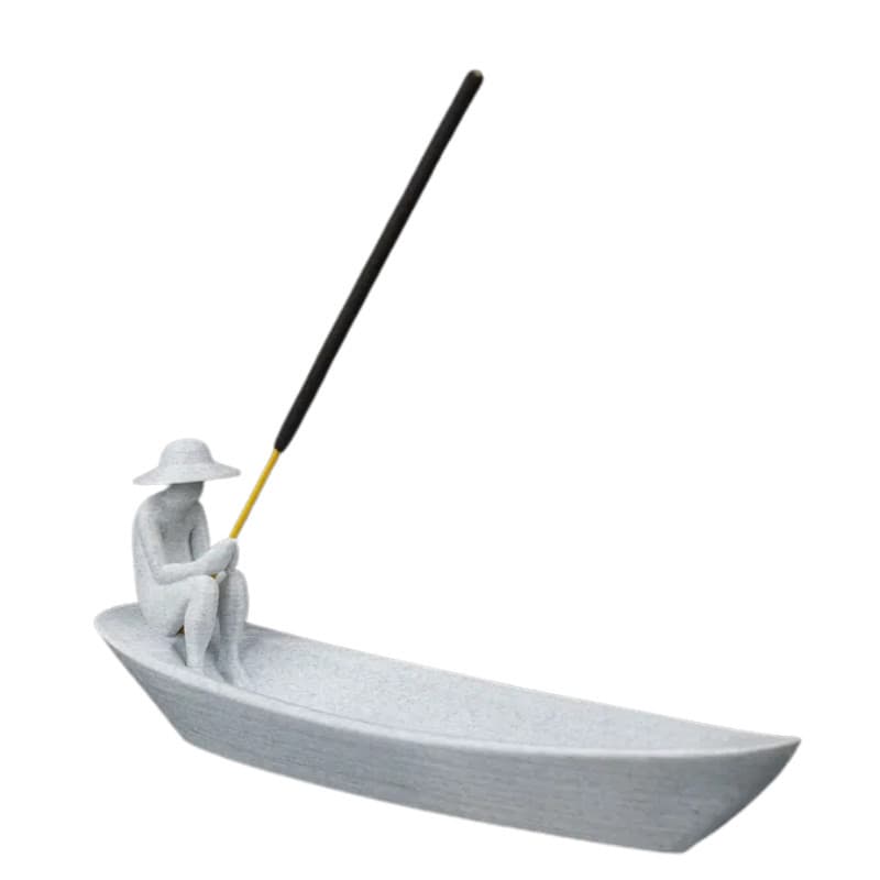 Incensário Barco Pescador Decorativo 3D – Suporte para Incenso Vareta