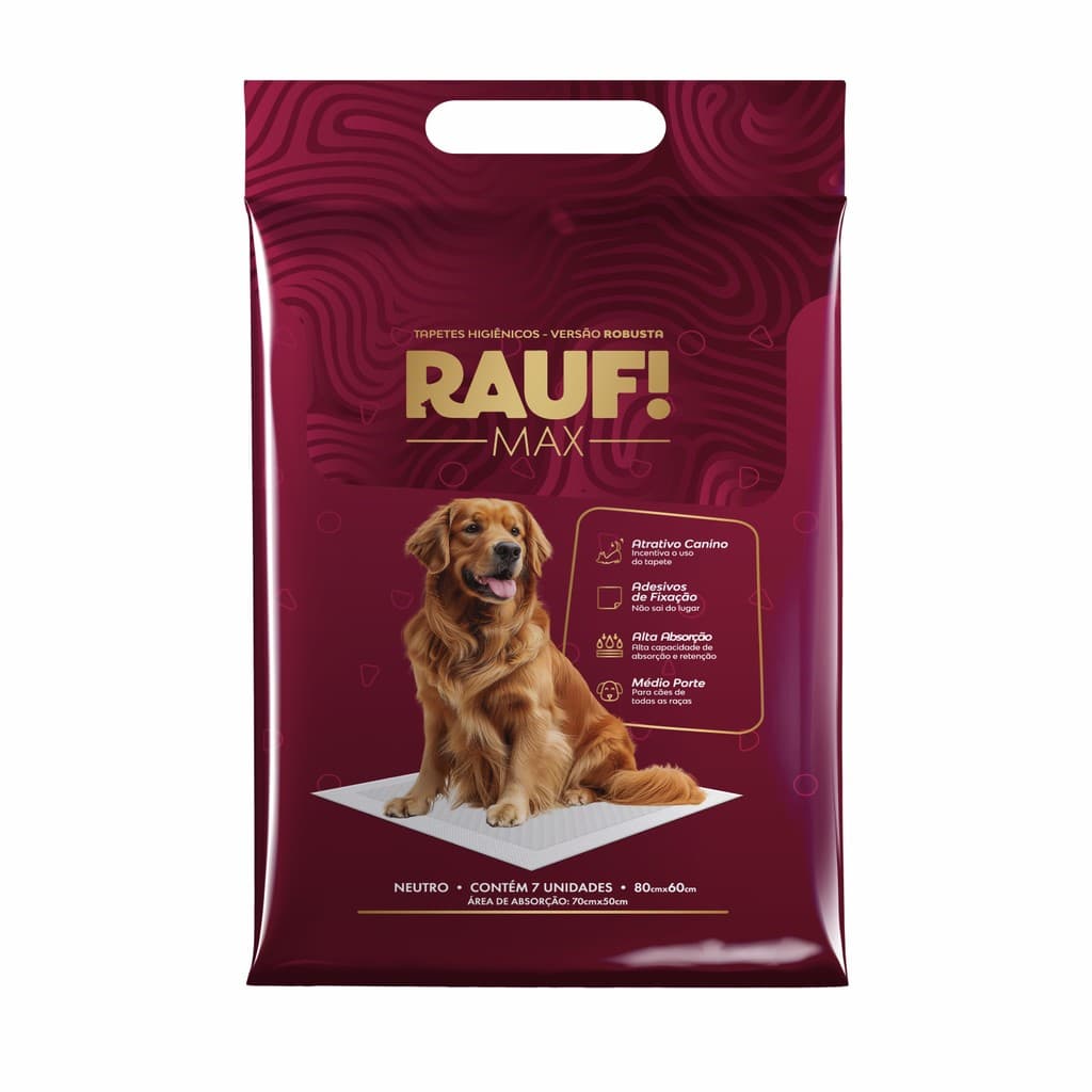 Tapete Higiênico Rauf Max 80x60 – 7 Unidades para Cães e Filhotes