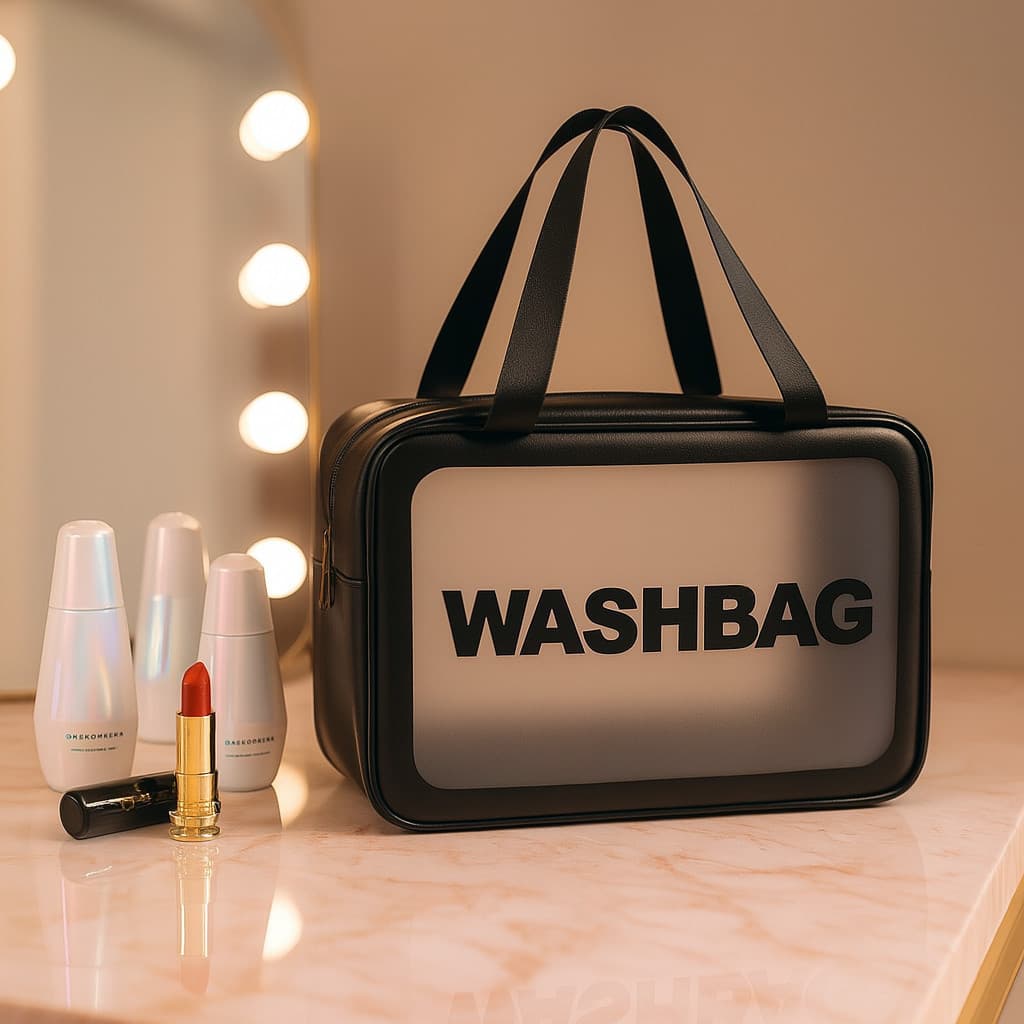 Necessaire Feminina Bolsa espaçosa Viagem Higiene Maquiagem Perfume Creme Toalha Estojo Prático