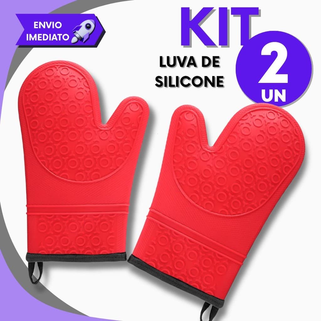 Jogo com 2 Luvas Térmicas Profissionais Antiderrapantes para Forno Cozinha e Churrasco