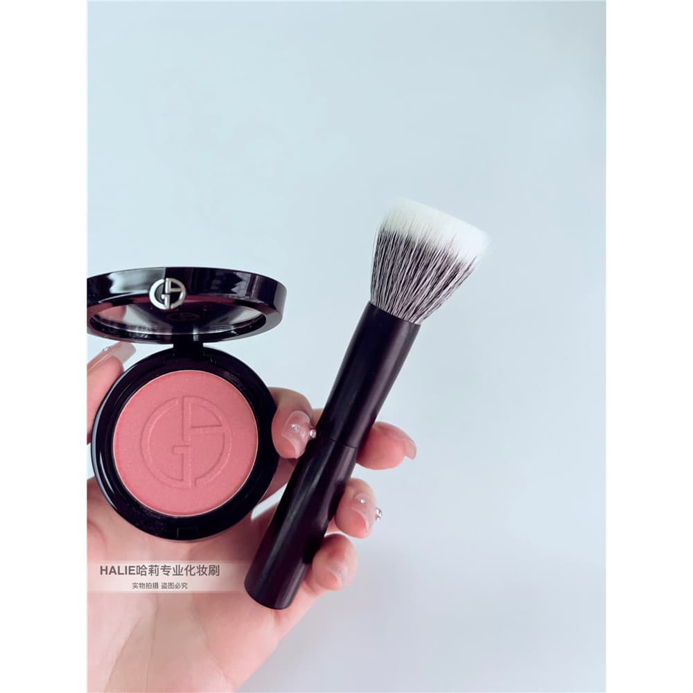 Ébano lã pura ponto cor escova Blush cabo curto fino luz frontal lã portátil grande pincel de maquiagem Super macio lã R