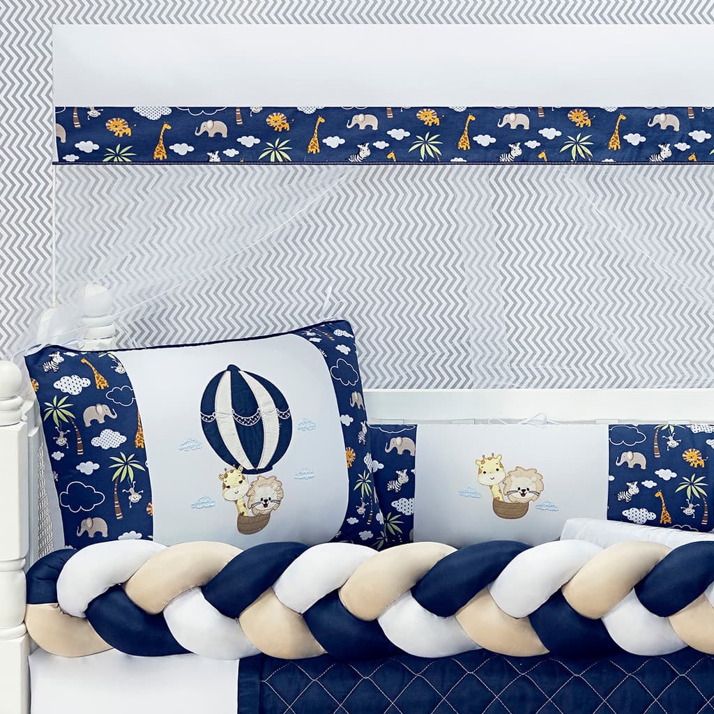 Kit Berço Enxoval Completo 11 Peças Trança Protetora Almofadas Mosquiteiro Quarto Infantil Conforto Decoração Bebê