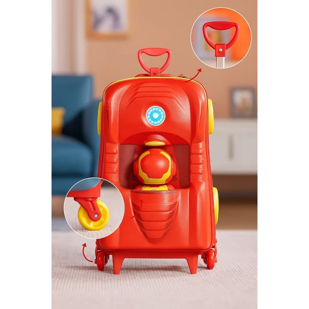 Mala infantil homem ferro 3D marvel rodinhas vermelha viagem escola menino presente