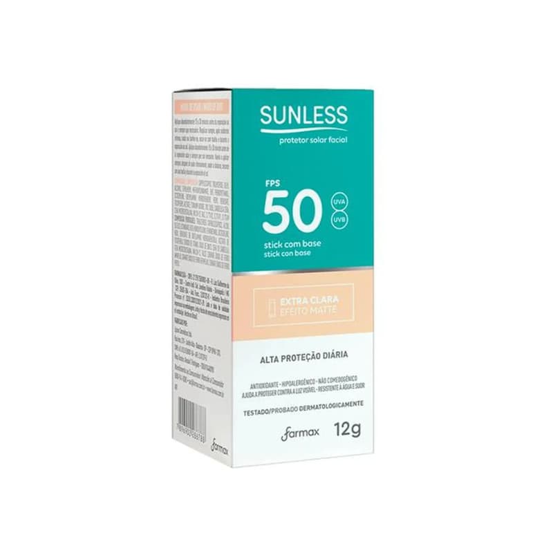 Base Facial Sunless Stick FPS 50 12g Extra Claro Efeito Matte