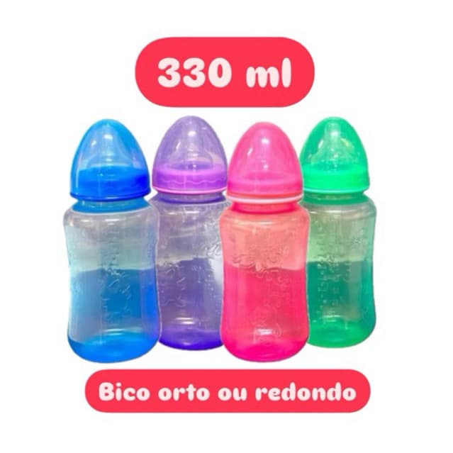 Mamadeira Gorduchinha 330 ml Ortodontico ou Redondo (4567) varias cores