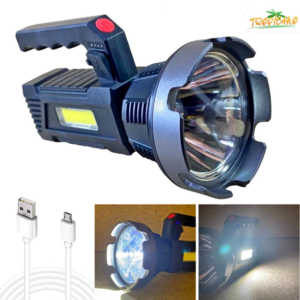 Holofote Lanterna Manual Recarregável USB À Prova D 'Água Lanterna Portátil LED Lanterna Luz de Trabalho