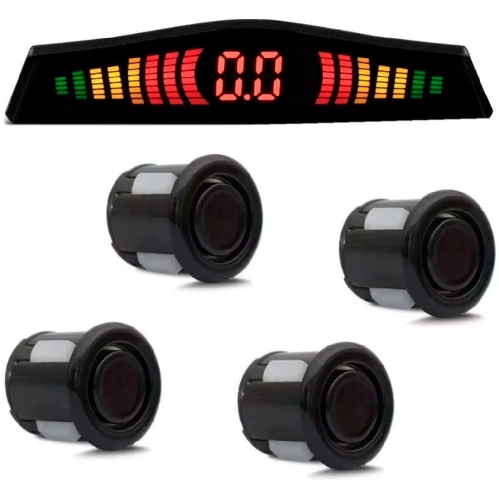 Sensor Estacionamento 4 Sensores Ré 18mm Display Led Cor Preto