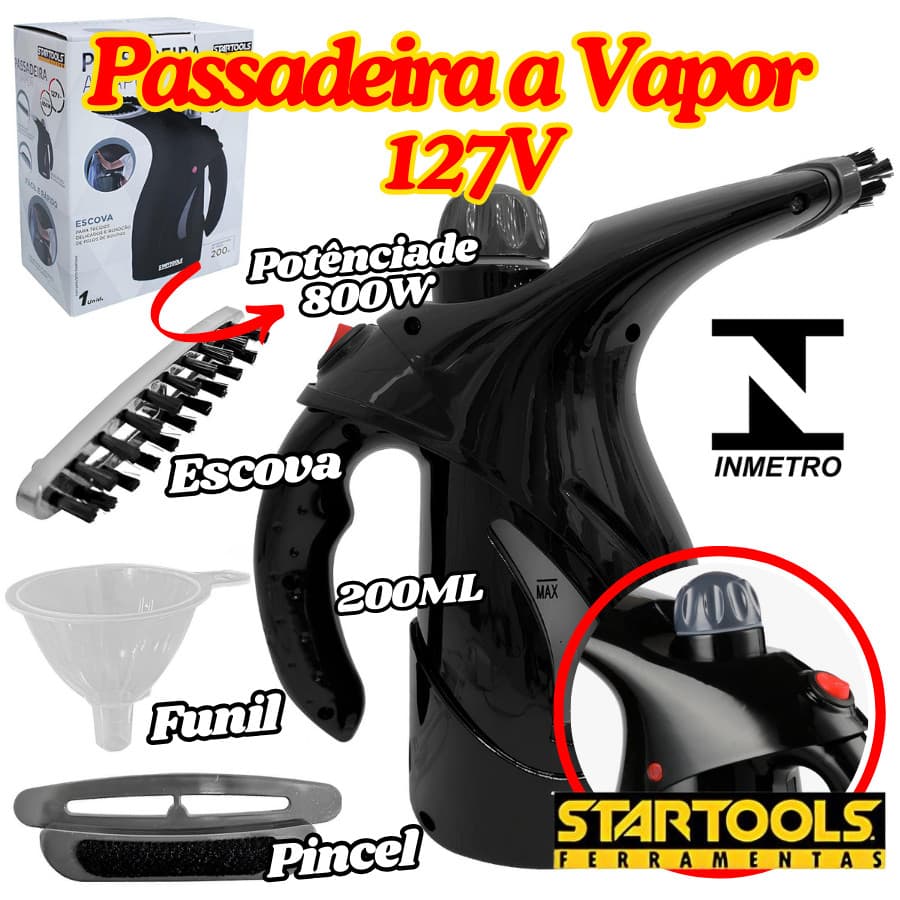 Passadeira A Vapor Com Potência 800W 127V De 200ML Inmetro Startools 22Cm Com Pincel Vinil E Esocva