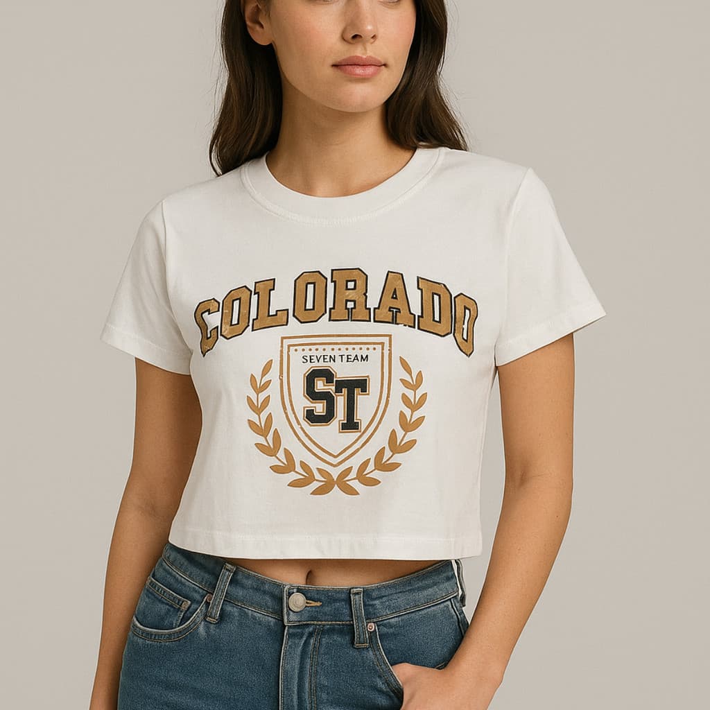 Cropped Feminino Estampado Camiseta Manga Curta Moderna