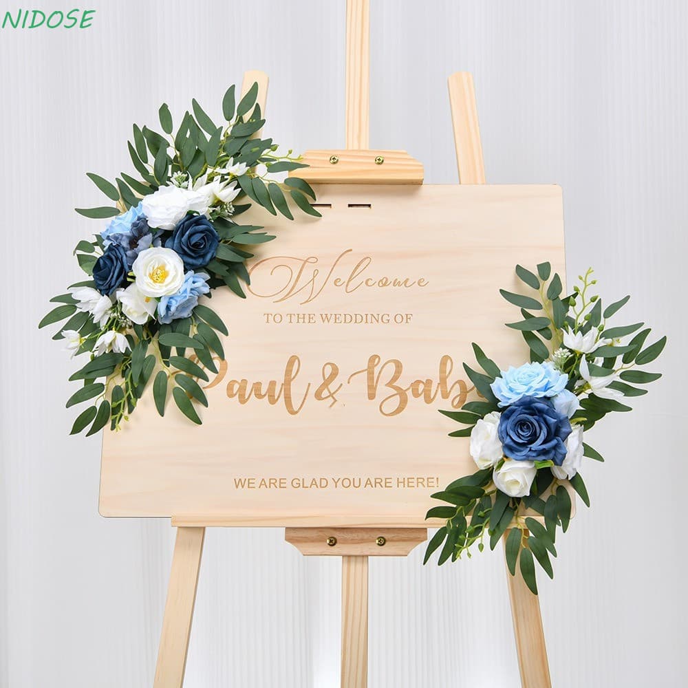 NIDOSE 2 Peças De Flores Artificiais Para Arco De Casamento , Sinal De Boas-Vindas , Guirlandas Florais Boho