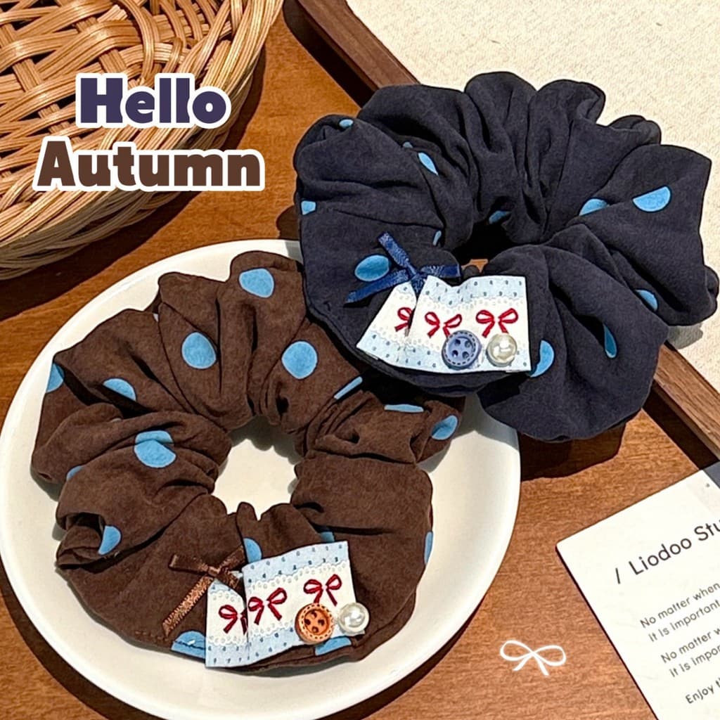 Qualidade estritamente selecionada outono inverno cabeleireiro laço de cabelo menos High-End bolinhas Scrunchy cor menin