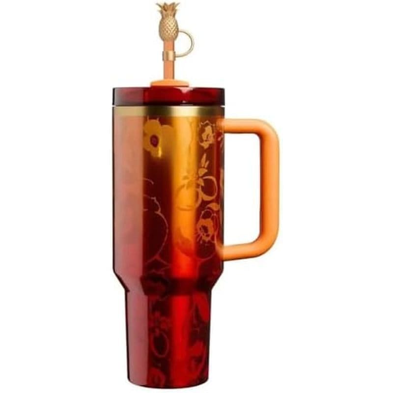 Copo Isolado A Vácuo De 40 Onças Com Alça & amp ; Palha , Interior De Aço Inoxidável 304 , Caneca De Viagem De Parede Du