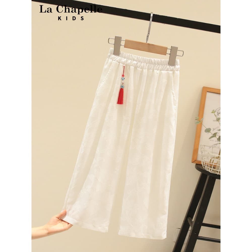 Lasherbell roupas infantis calças para meninas roupas de verão estilo chinês estilo fino calças casuais retas calças lar