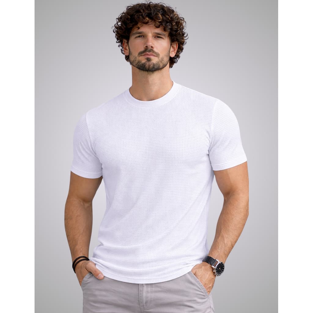 Camisetas Texturizadas Básica Camisa Premium Textura Canelada Masculina