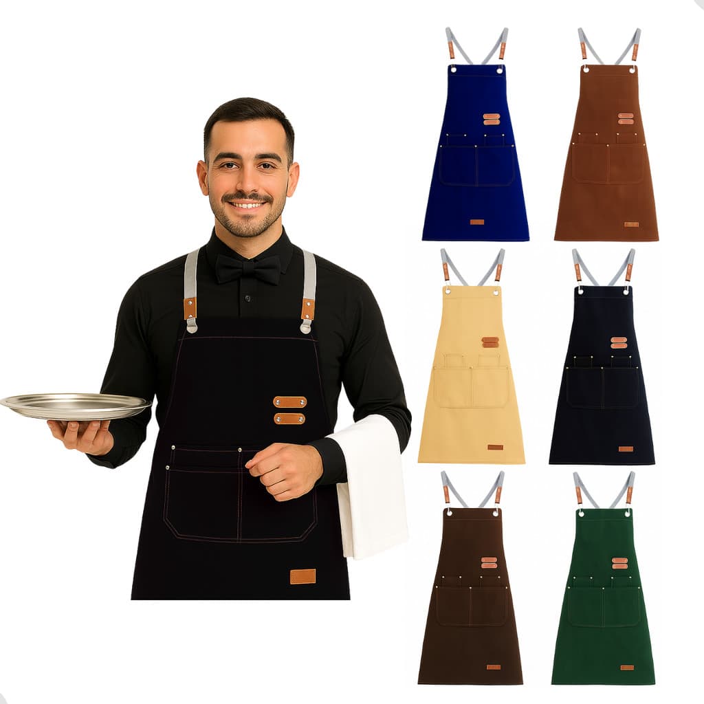 Avental Impermeável Profissional Unissex Resiste Ajustável com Dois Bolsos Fontral para Cozinha Restaurante Lanchonete