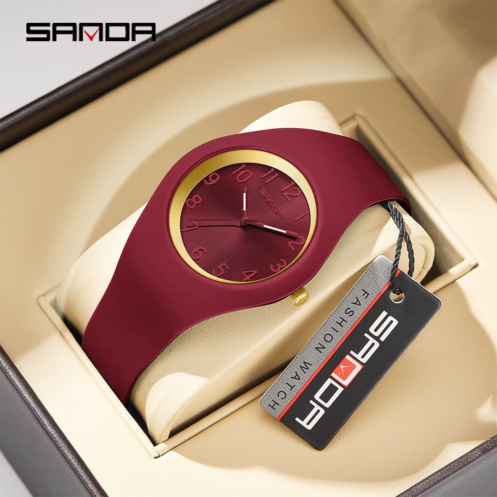 Dopamina cor Silicone relógio redondo nicho moda única chinês vermelho relógio de pulso feminino esportes relógio de qua