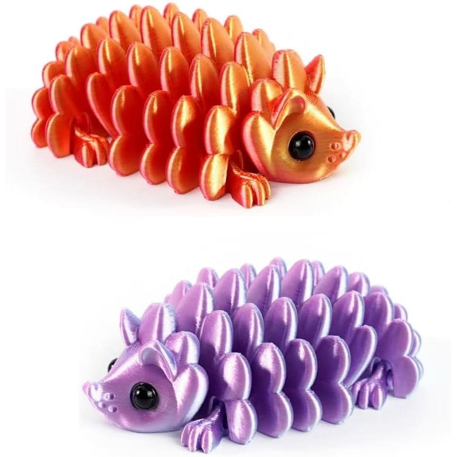 Conjunto de 2 Peças: Ouriço Impresso em 3D, Brinquedos Impressos em 3D, Animais Articulados, Estatueta de Ouriço, Brinqu