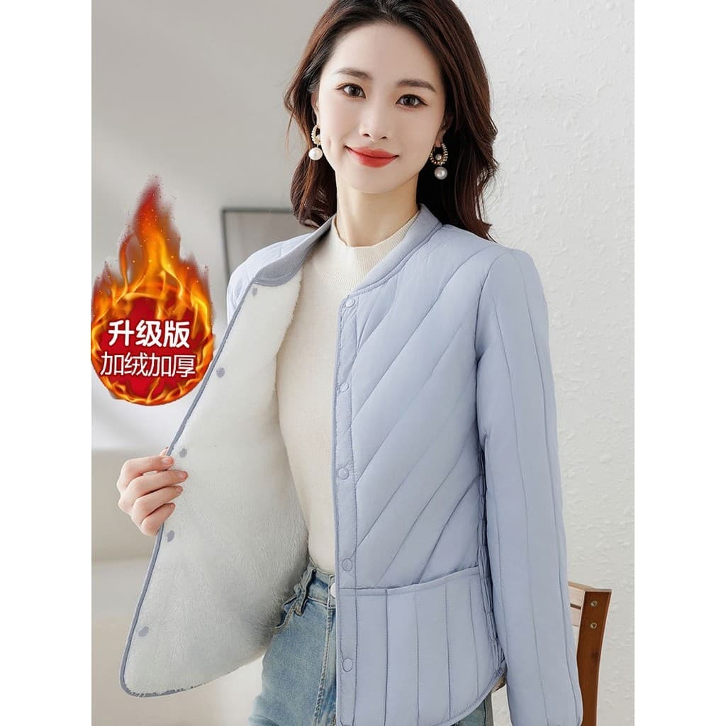 Para baixo acolchoado jaqueta forro feminino 2025 inverno novo estilo velo quente Bottoming roupa interior pequena jaque