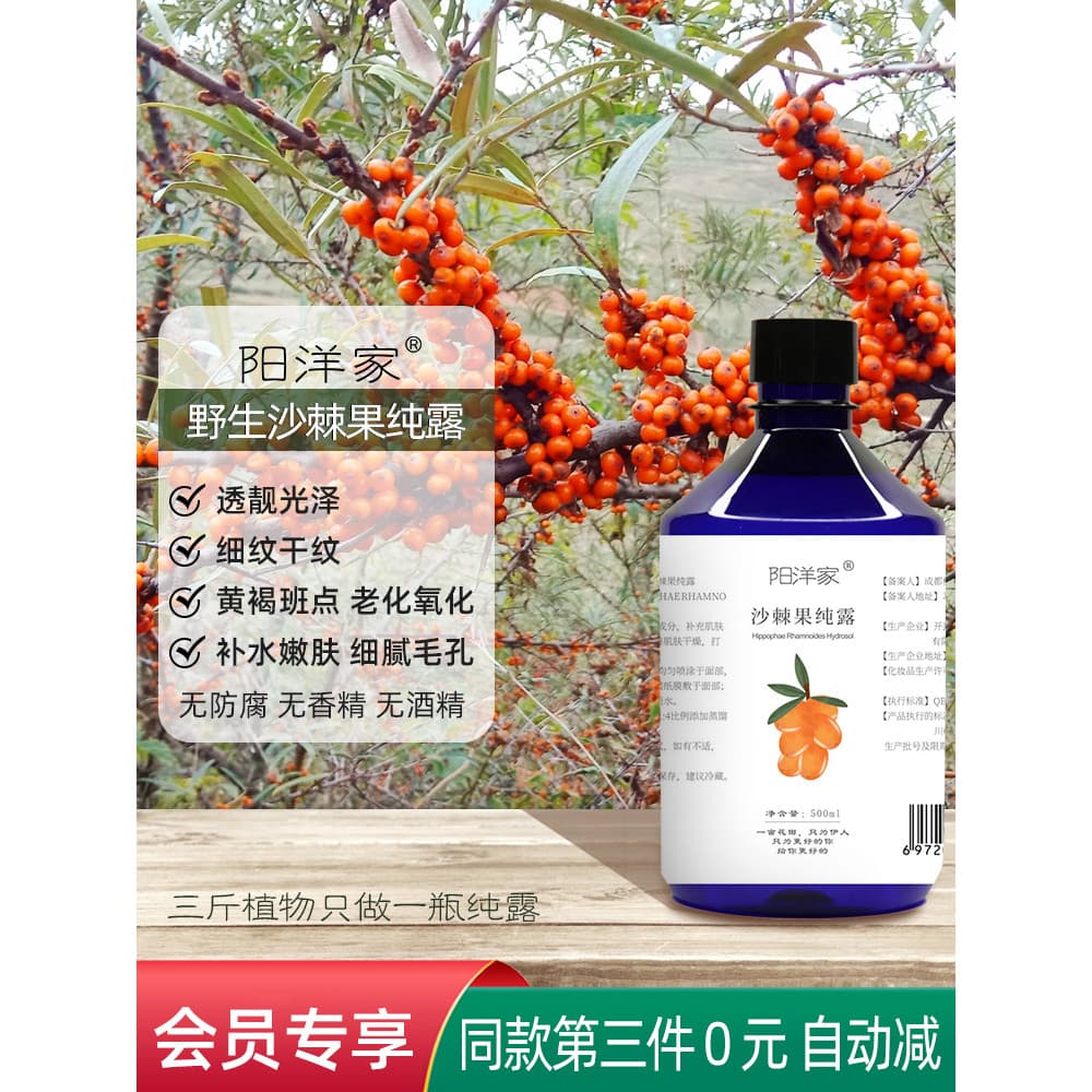 Yangyangjia mar selvagem espinheiro fruta puro orvalho 520ml iluminar uniformemente o tom da pele poros finos nutrir env