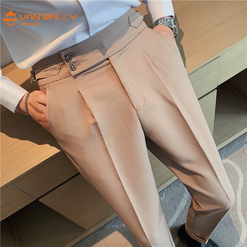 Novas calças casuais masculinas nápoles Drape cintura alta calças masculinas calças casuais na moda