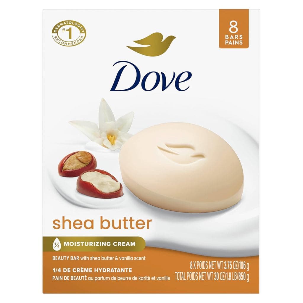 Sabonete em Barra Dove Beauty Bar com Manteiga de Karité, 8 Barras para Pele Nutrida e Radiante, Enriquece a Pele 3,75 o