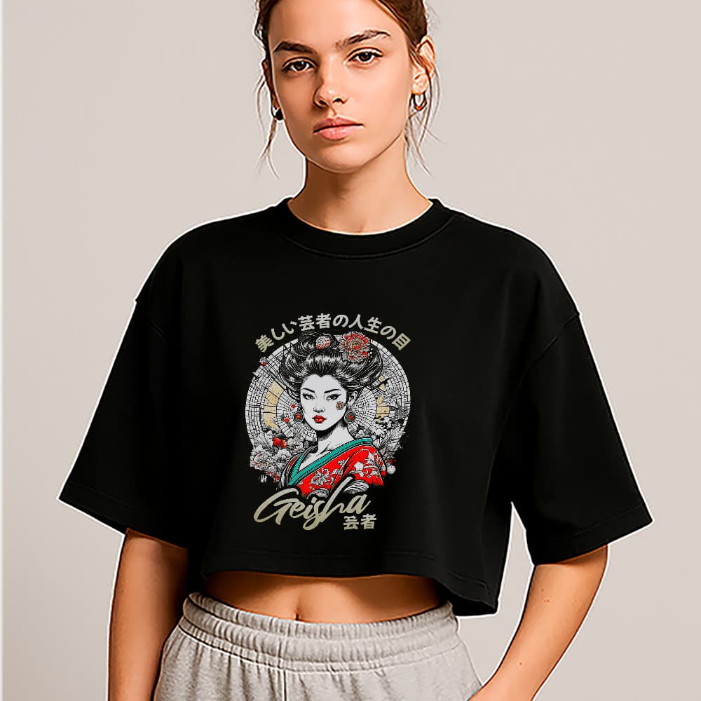 Cropped Oversized Geisha Japão Oriental Aesthetic Feminino
