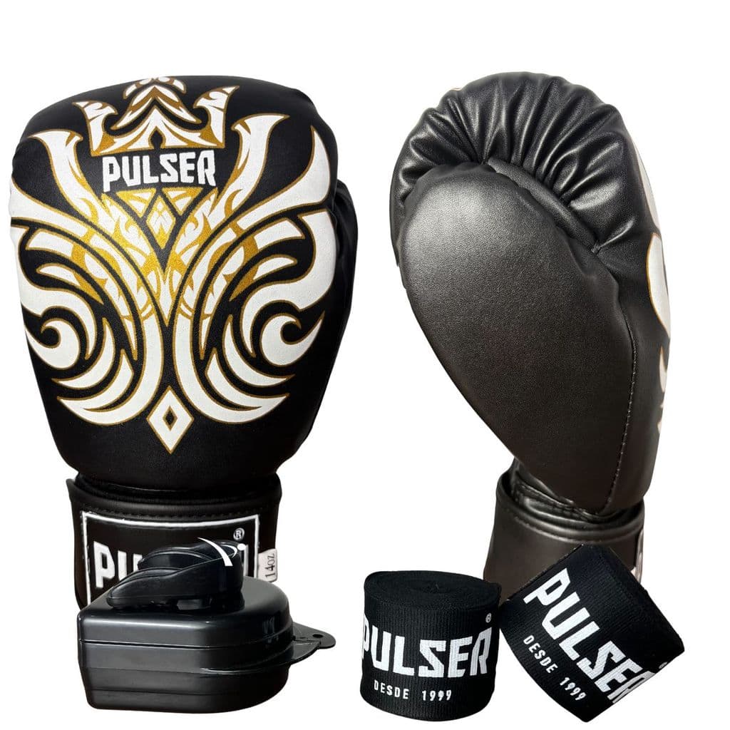 Kit Luta Luva 14oz Bandagem Bucal Boxe Muay Thai Top Pulser