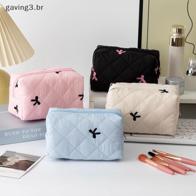 [GAVBR] Bolsa De Maquiagem Portátil Minimalista De Grande Capacidade Para Viagem Com Nó Em Arco [HOT]