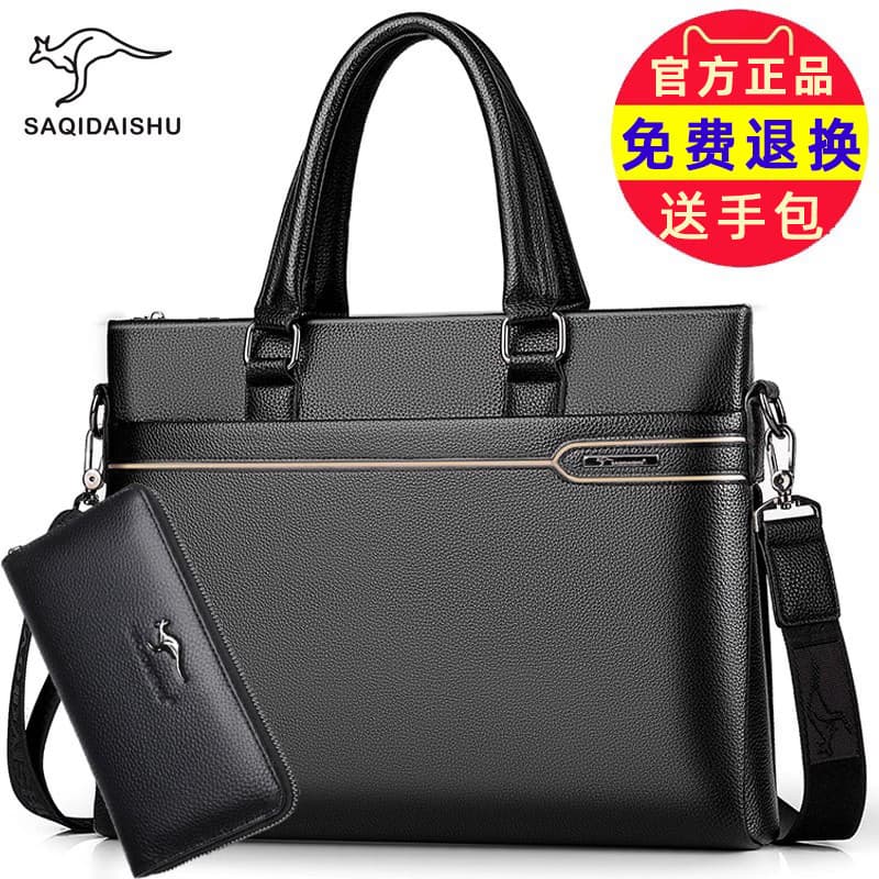 Saki Kangaroo Bolsa Masculina De Couro Macio Embreagem Casual Bolsa Masculina Pasta De Negócios Ombro Moda Crossbody Bol
