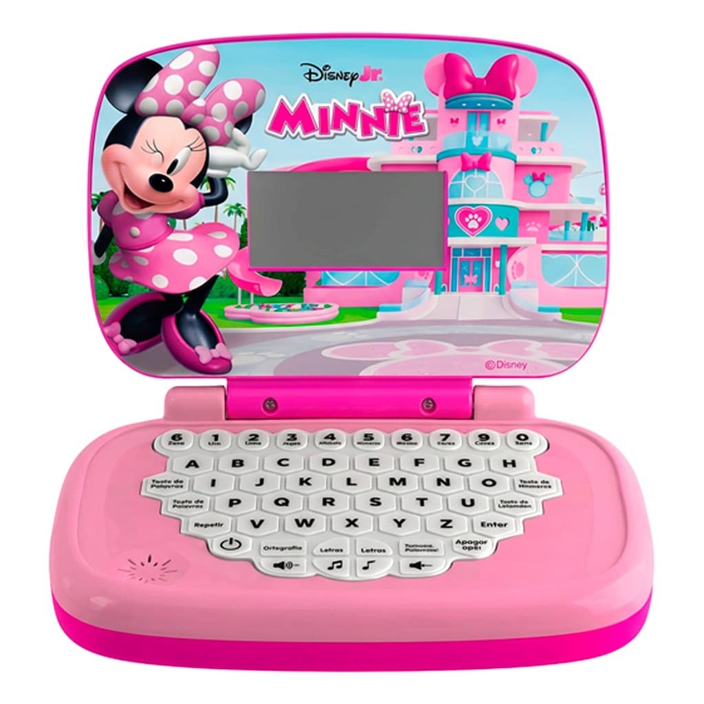 Laptop Infantil Bilíngue Minnie Mouse Rosa Disney Educativo Inglês E Português Meninas - Candide