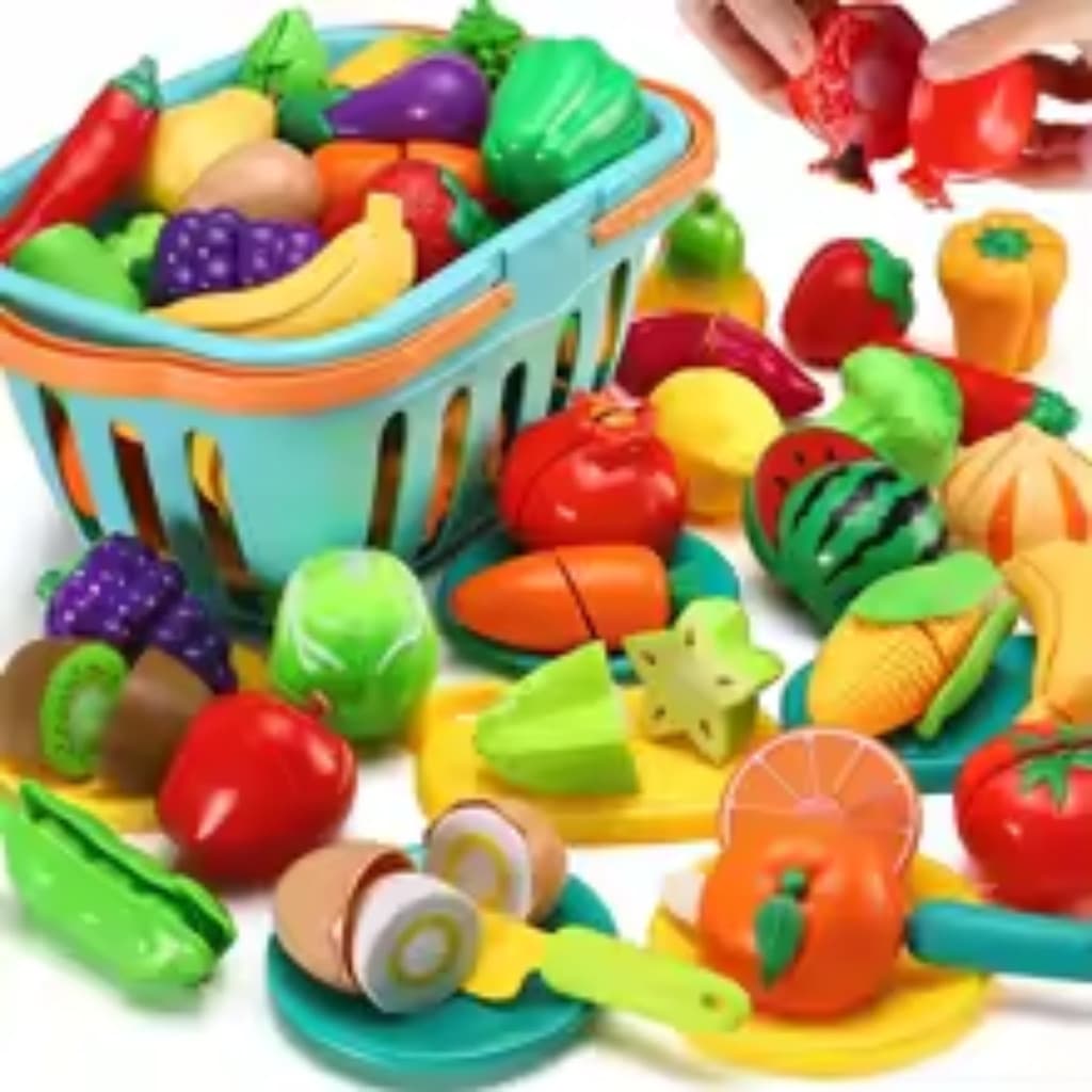 Comidinhas de Brinquedo Infantil Velcro Cortar Frutas Legumes