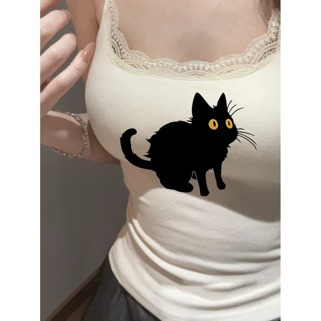 Camisola branca feminina verão exterior Wear 2026 novo estilo interior bonito sutiã traseiro de uma peça impressa sem ma