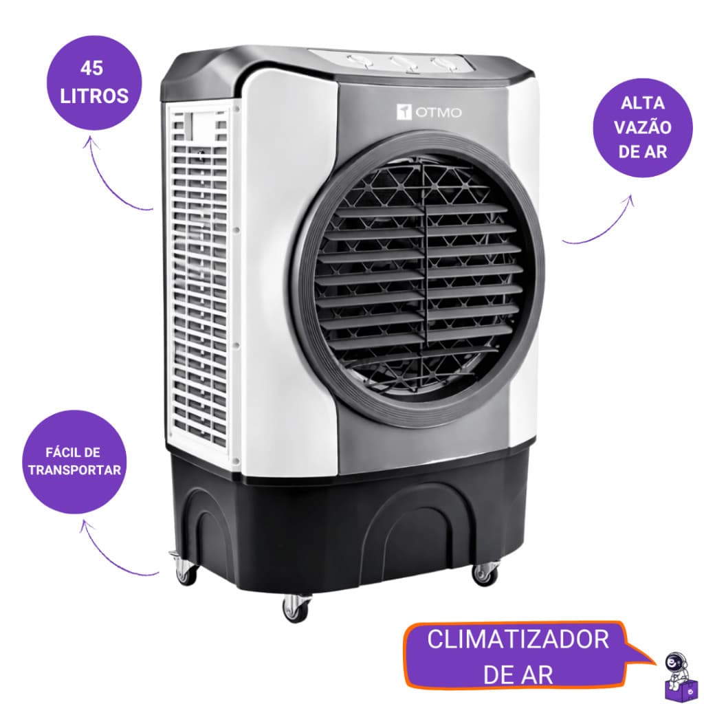 Climatizador de Ar Portátil Frio 45L 210W Engate de Água Econômico Conforto Eficiência 110V 220V