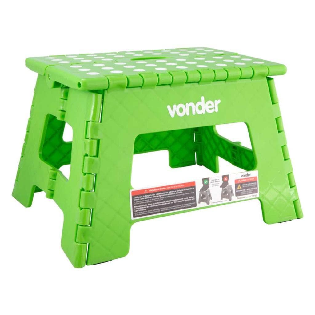Banqueta Plástica Dobrável Verde Altura 22Cm Vonder 150kg