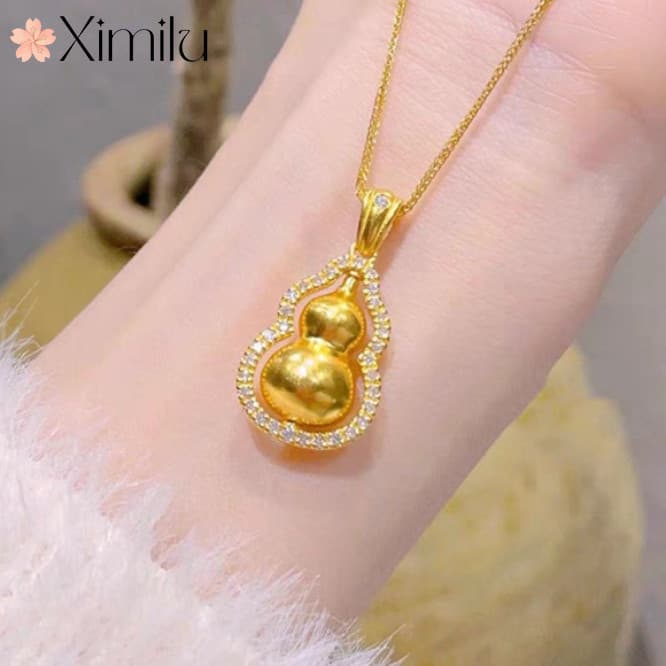 ❤ Sorte diamante cabaça pingente moda aniversário banhado a ouro colar novo estilo senhoras All-Match jóias