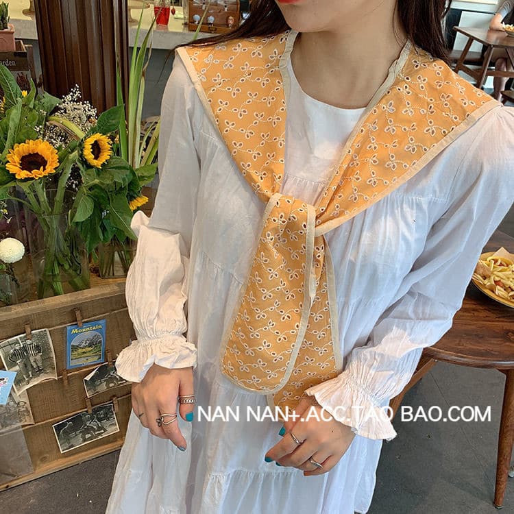 Estilo coreano fresco oco pequeno xale feminino doce moda elegante cruz atada colete decoração exterior colar falso fino