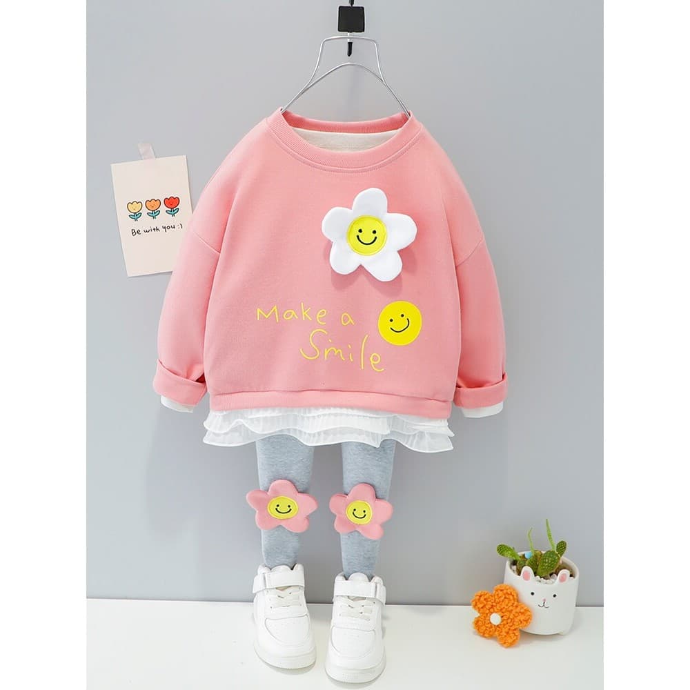 Feminino bebê primavera outono estilo fino na moda roupas infantis 2 meninas influenciador moda 1-3-4 anos de idade de d