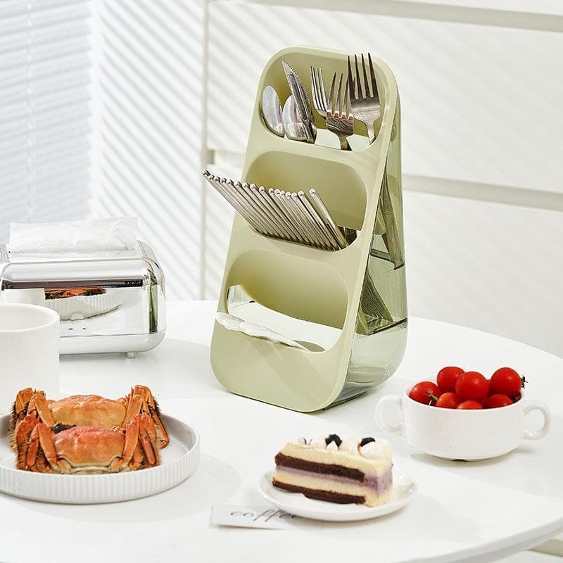 Multifuncional respirável pauzinho gaiola transparente cozinha utensílios de mesa caixa de armazenamento de três camadas