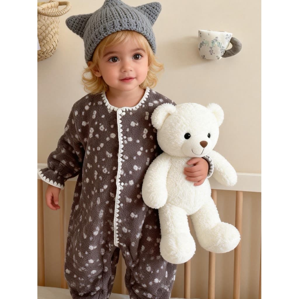 Novo estilo bebê outono inverno forro de lã quente Outing roupas do bebê um ano de idade velo Floral macacão roupas para