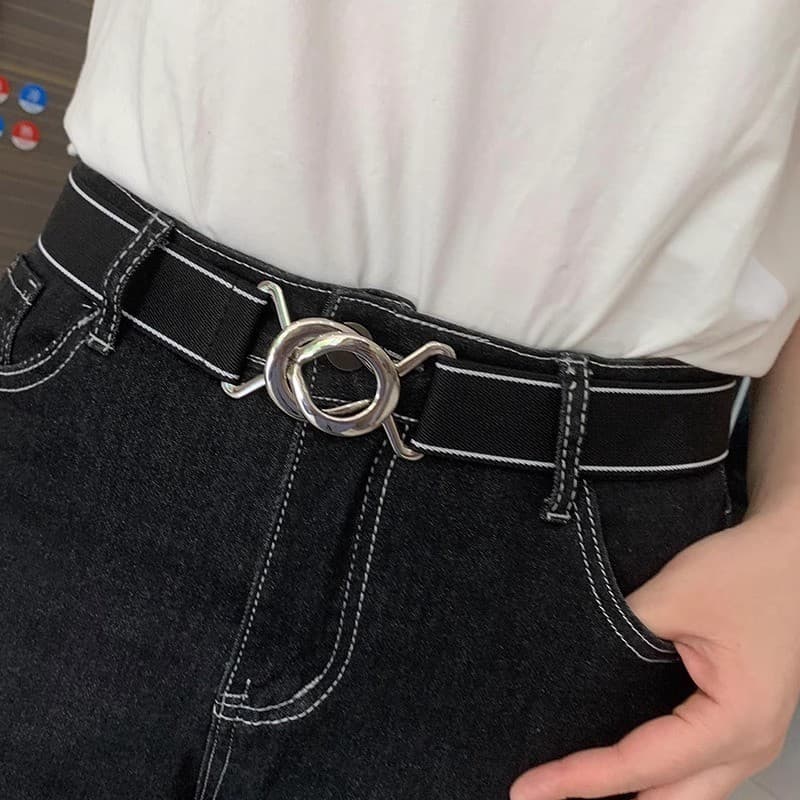 Masculino feminino moda cinto elástico All-Match Jeans cinto para baixo jaqueta vestido cintura mais magro olhar decoraç