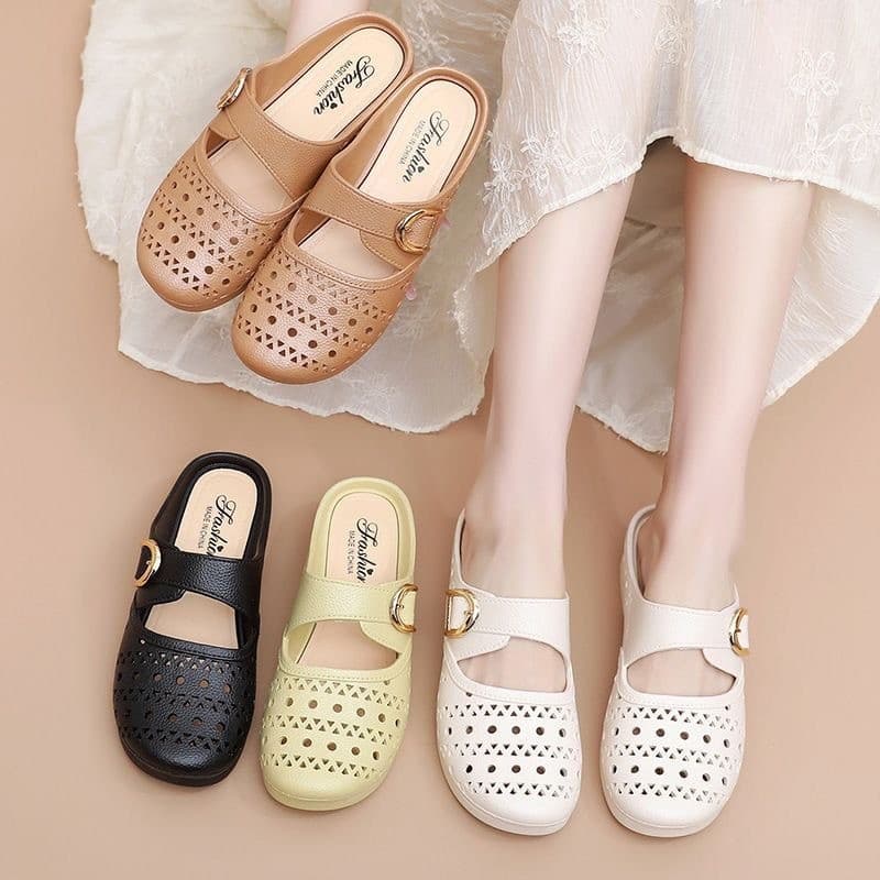 Novo estilo senhoras Baotou chinelos sapatos de praia feminino verão All-Match sola macia superfície macia Anti-deslizam