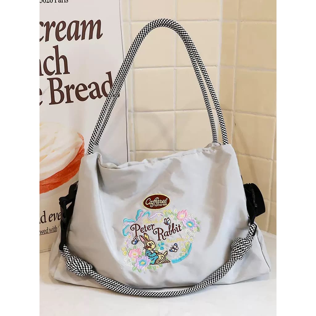 Novo estilo tecido bordado bolsa de viagem de curta distância bolsa de ombro Diagonal bolsa ecológica bolsa de compras d